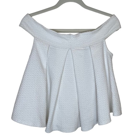 Free People Priscilla Off-Shoulder Ivory Pleated Swing Top, S - Picture 3 of 7